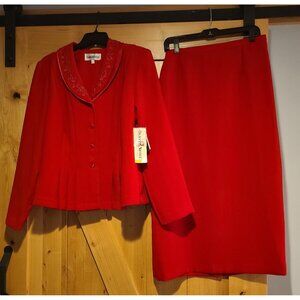 Danny & Nicole Vibrant Red Midi Skirt Set